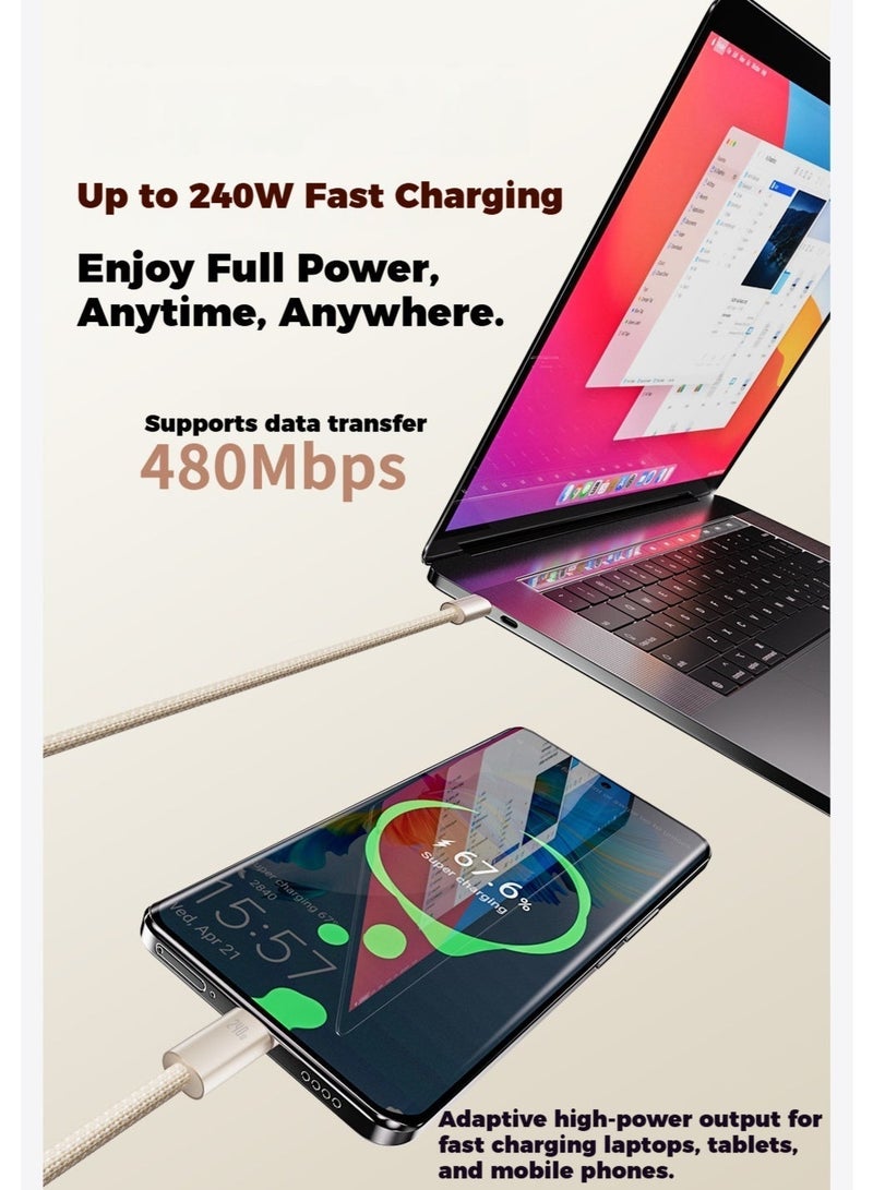 BASEMO 240W iPhone Charging Cable, 1.2m [MFi Certified] USB-C to USB-C data cable, supports PD 3.0 fast charging, suitable for iPhone 17/17 Pro/17 Pro Max, iPad Pro, Macbook Air/Macbook Pro/iPhone 14-17 series. - Image 5